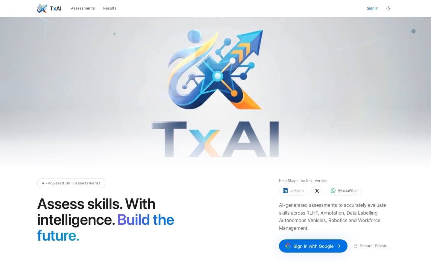 TalentxAI homepage